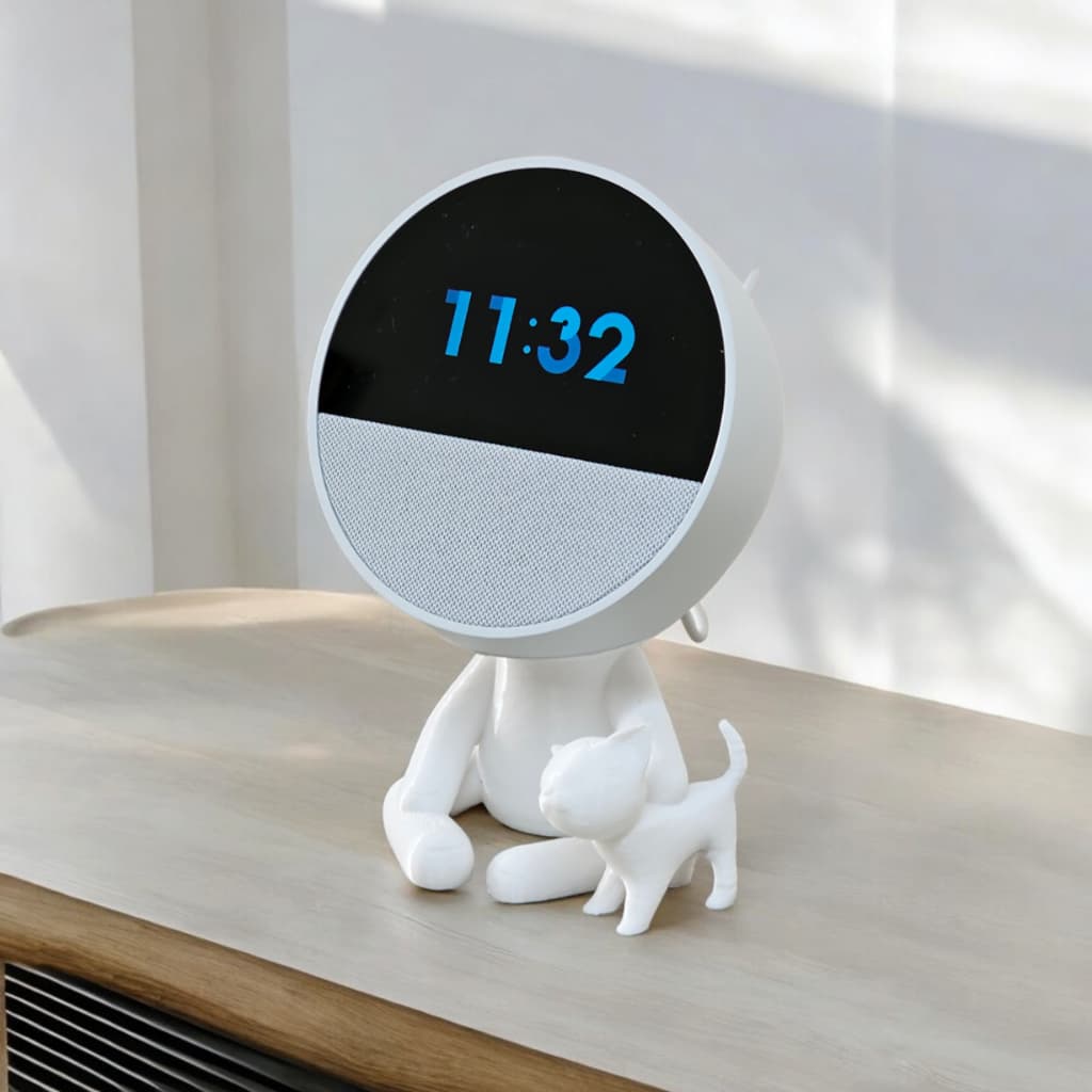 Suporte Alexa Echo SPOT. Tema Robert Plant , Gato,  Violão, cachorro, família,  decoração Amazon