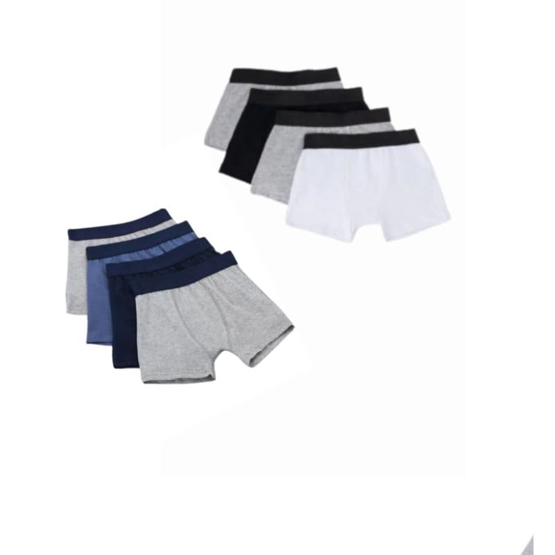Kit de 8 cuecas boxer infantil e juvenil cores sortidas.