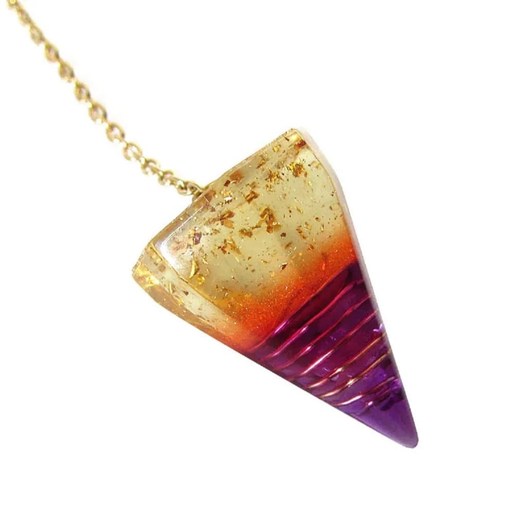 Pêndulo Organite Com Pedras De Ametista Raio Violeta Ou Cristal
