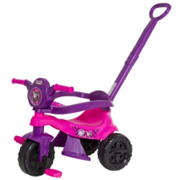 Triciclo Infantil Menina Completo Rosa Roxo C/Pedal, Empurrador e Proteção, Inmetro Velotrol, velocipede, motoca, totoka