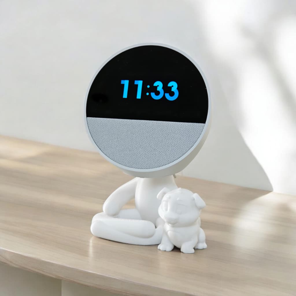 Suporte Alexa Echo SPOT. Tema Robert Violão, Gato, cachorro, família Presente, decoração Amazon