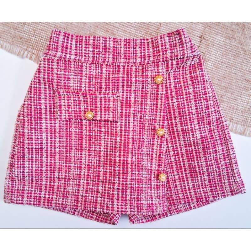 Shorts saia infantil moda blogueirinha moda infantil
