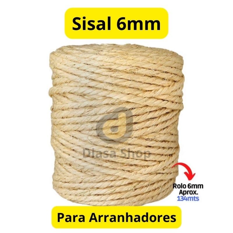 Corda Sisal 6mm 134 metros para Arranhadores e Artesanato em Geral