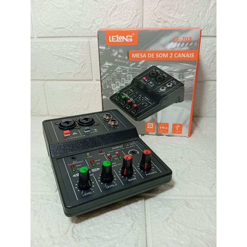 Mesa De Som Interface De Audio Mixer Vedo LE-702 Placa de Som Gravação Profissional Usb Pc
