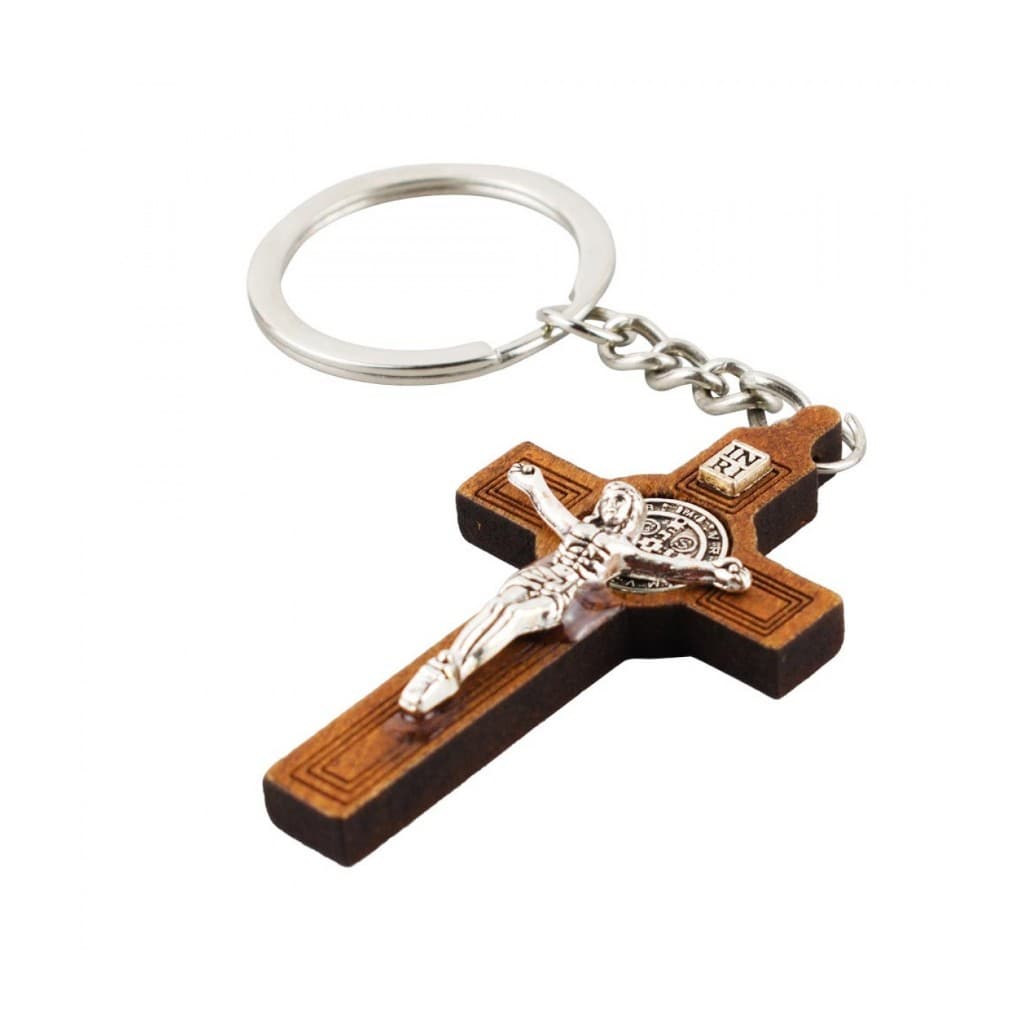 Chaveiro Marrom Claro Crucifixo 6cm