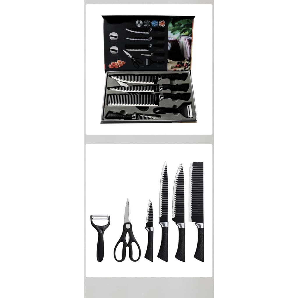 Kit de 6 Facas Churrasco inox cozinha Profissional Antiaderente