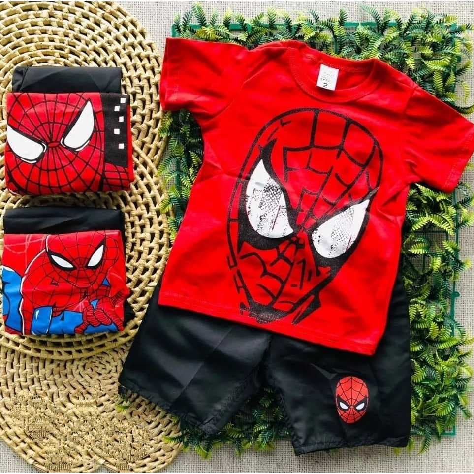 Conjunto Infantil menino Homem Aranha Spider Man conjunto tematico camiseta + Short