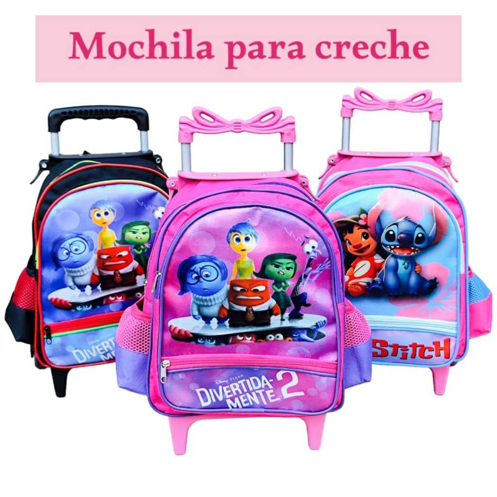 Mochila escolar de Rodinhas creche Pequena Infantil Escolar -  creche menina e menino