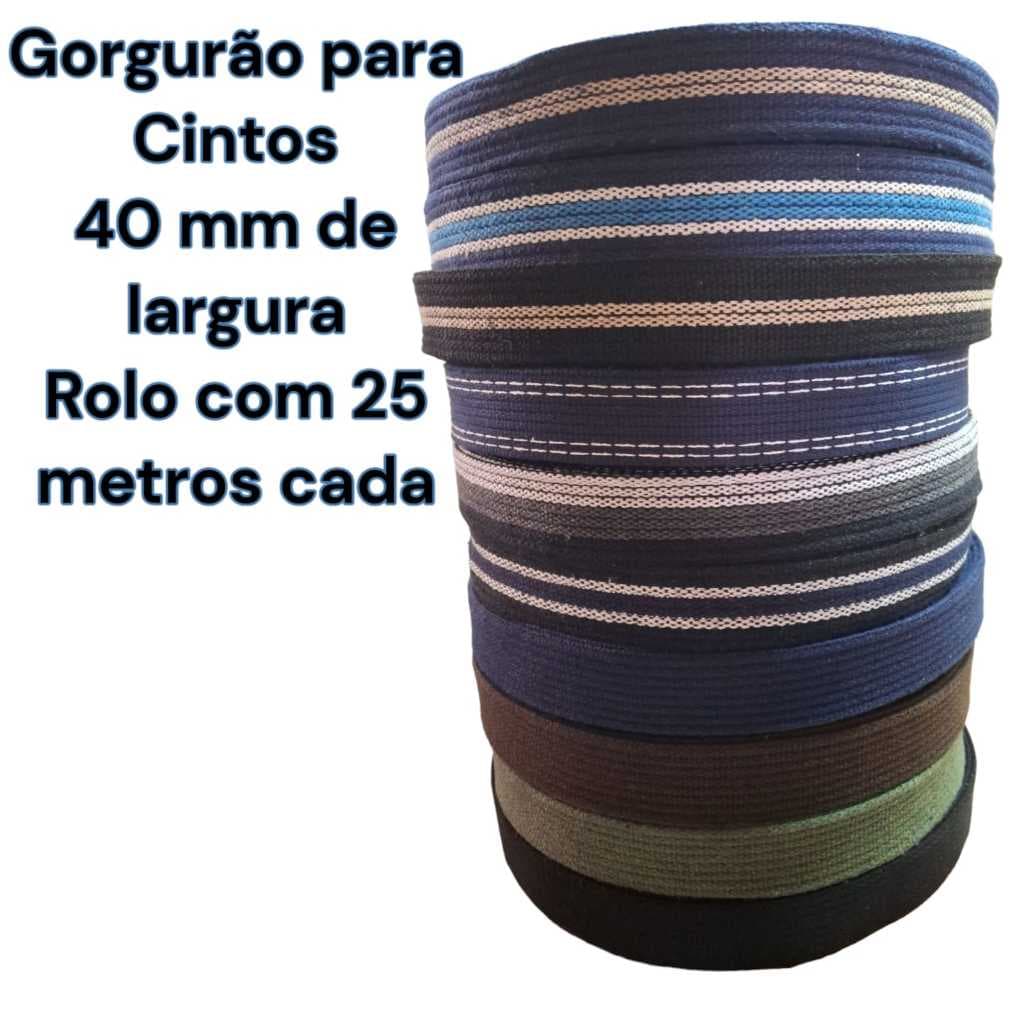 Rolo de Gorgurão para Confecção de Cintos com 25 Metros cada Rolo Largura 40 mm Variedade de Cores