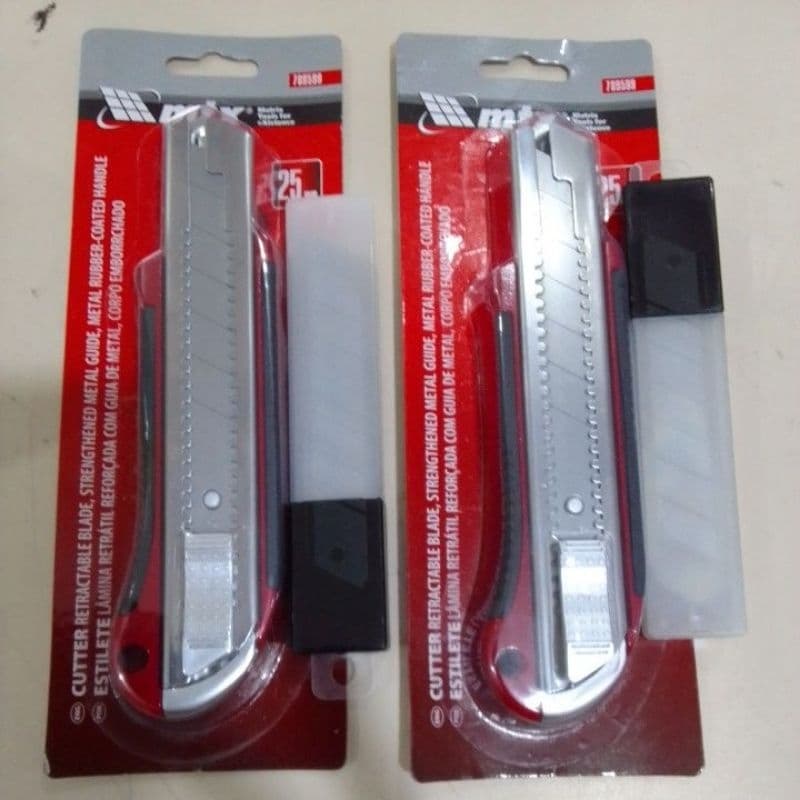 kit 2 estilete metal reforçado 25mm MTX com 2 cx de lâmina