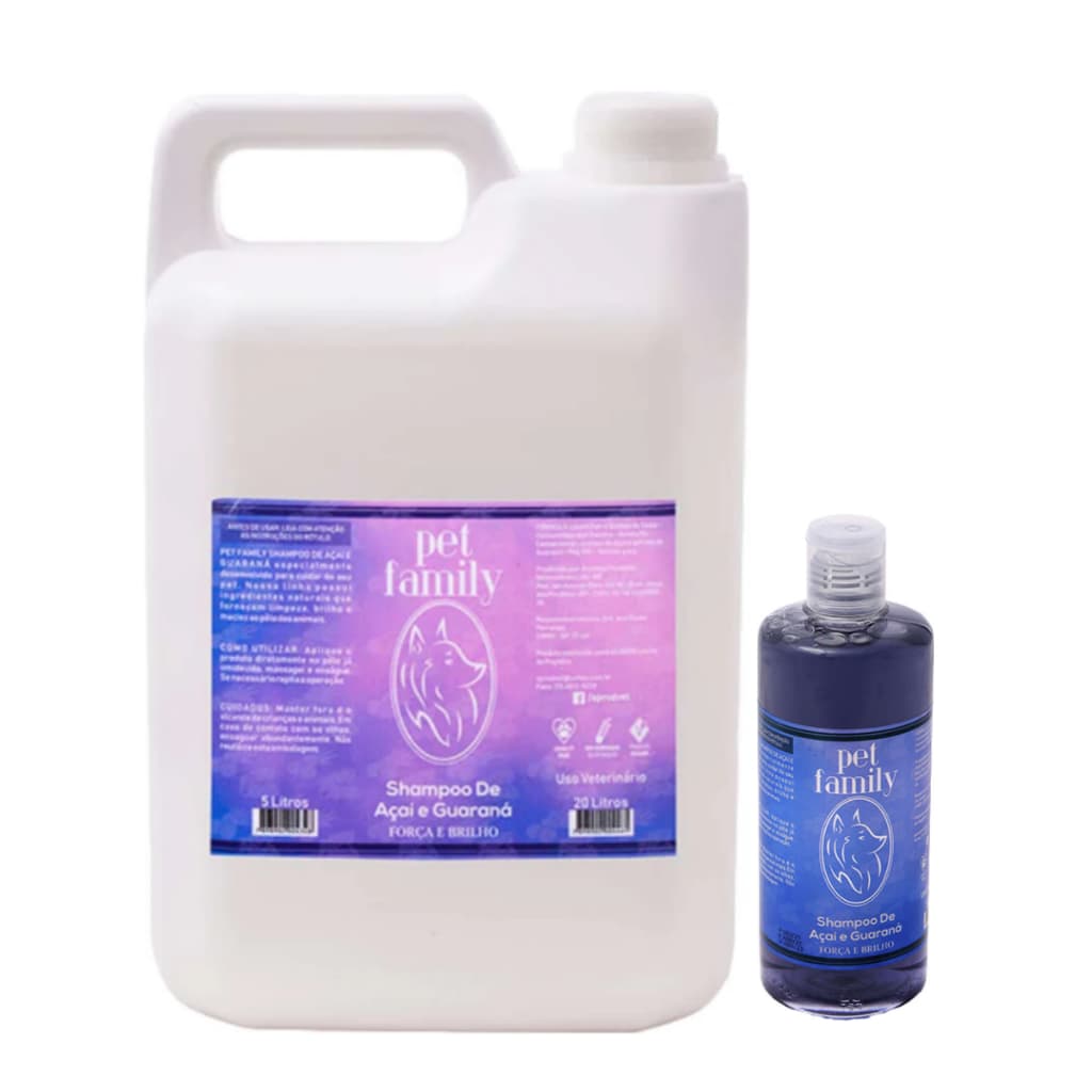 Shampoo Açaí com Guaraná Pet Family para Cães e Gatos Banho e Tosa 5 litros