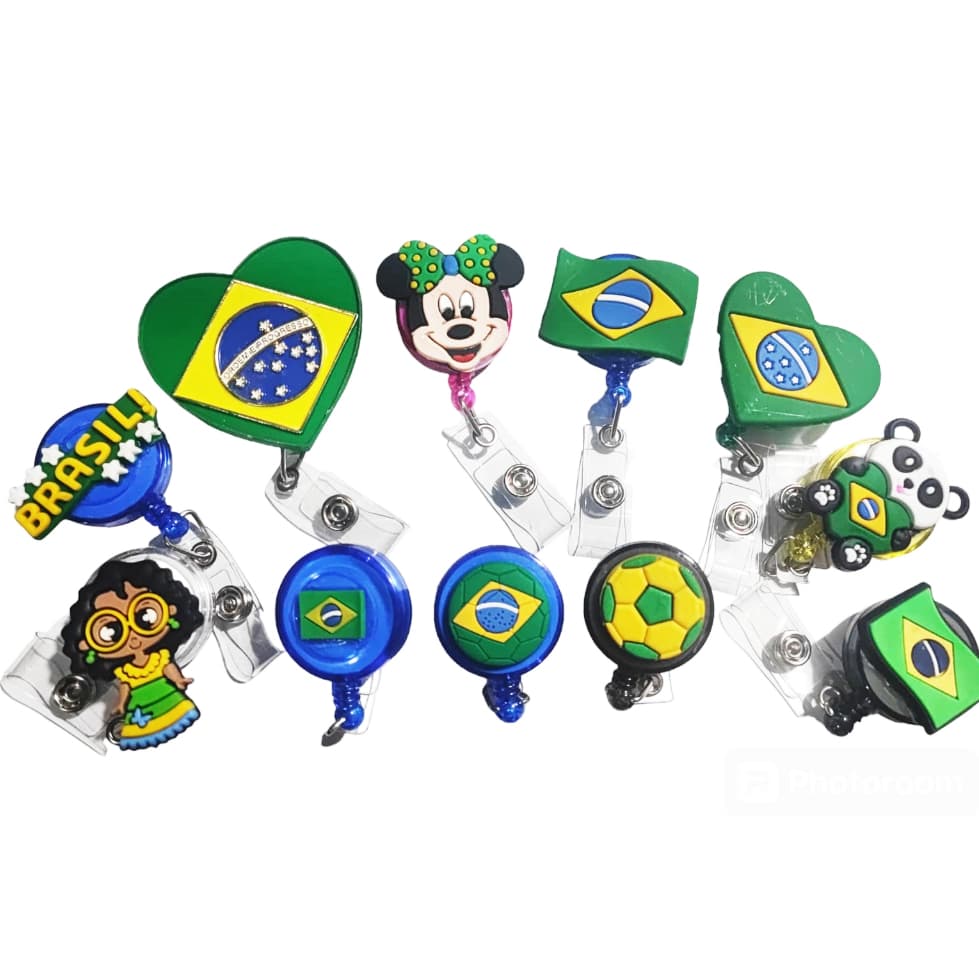 Porta Crachá Brasil Torcida Brasileira bola Roller Clip Suporte cartão presente criativo