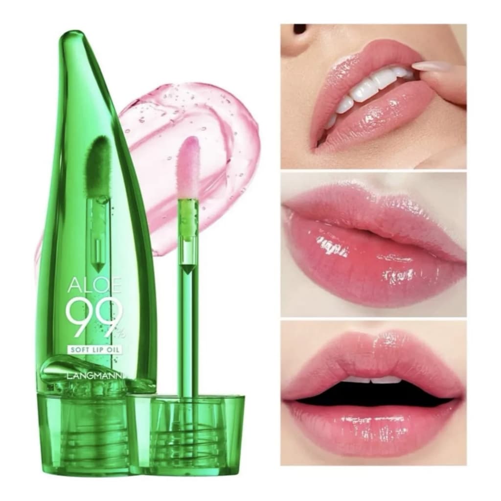 Batom 99% Aloe Vera Hidratante Gloss Lip Oil Balm Bálsamo Labial Nutritivo 5ml Longa Duração Prova D'água Muda de Cor