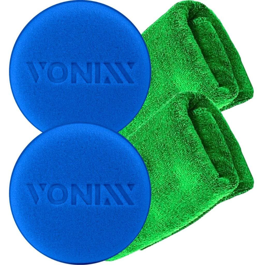 2 Aplicador Espuma Vonixx e 2 Pano Flanela Toalha Microfibra sortido