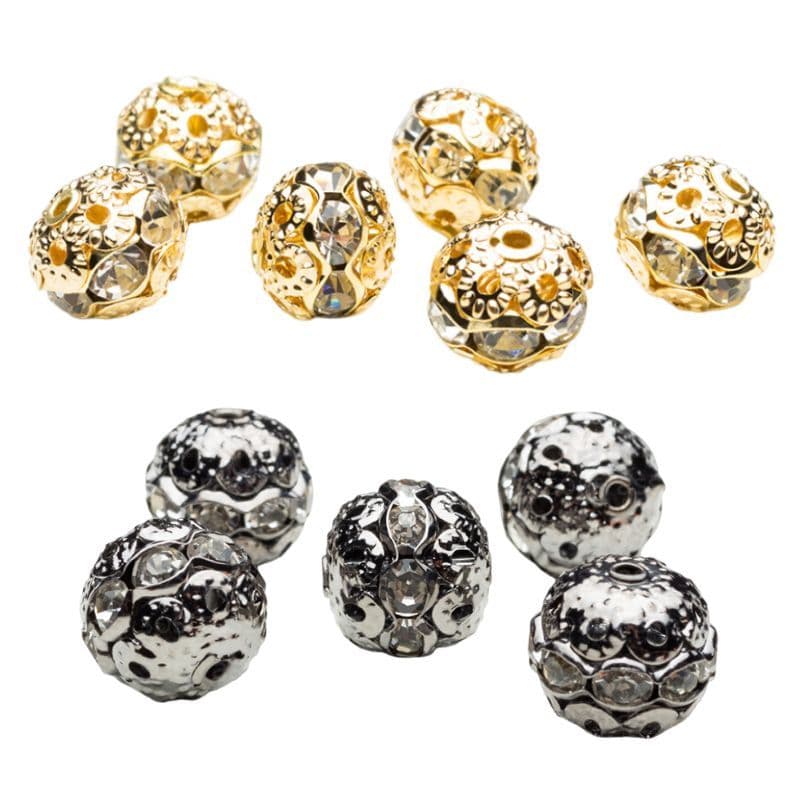Bola Ouro em Latão com Strass 6mm com 4un