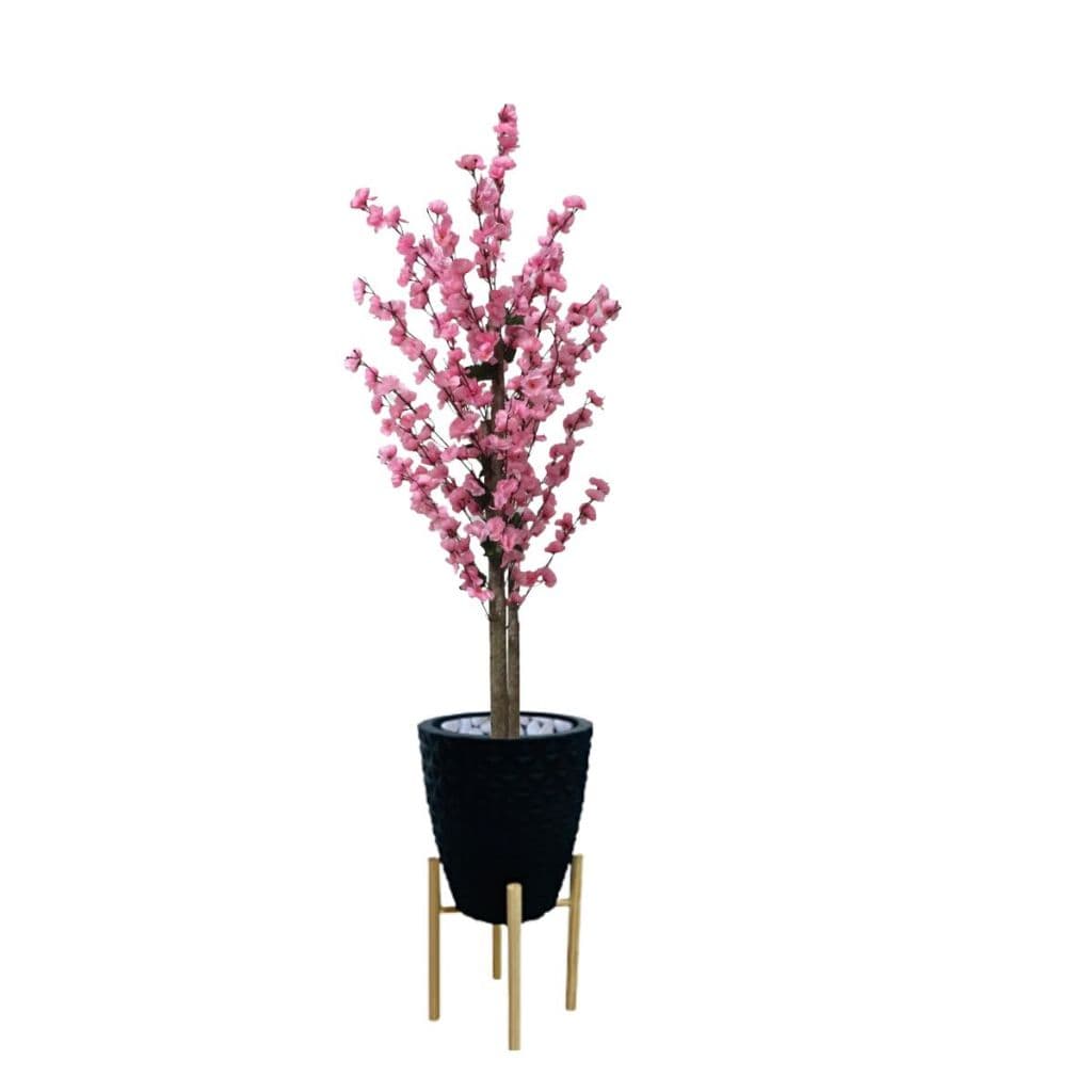 Planta Artificial Árvore Cerejeira Rosa Com Vaso Decoração