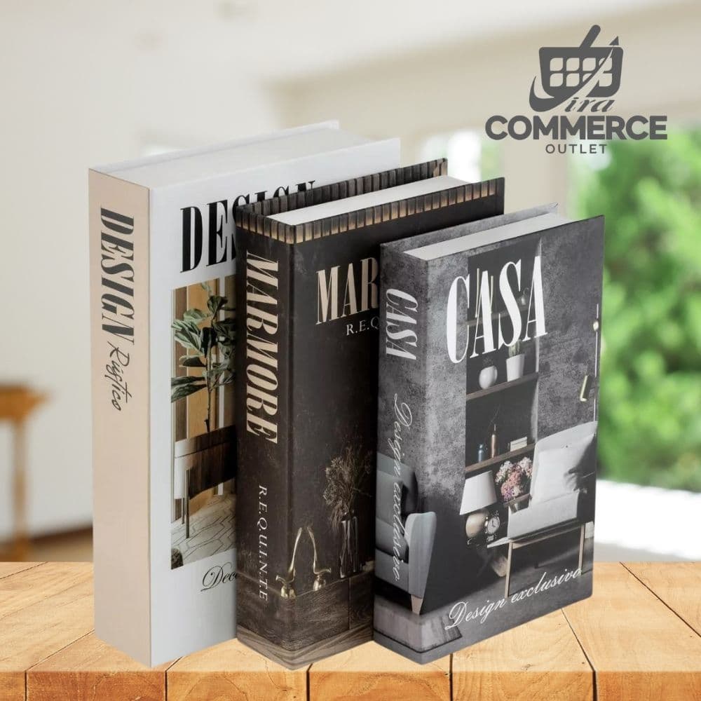 Conjunto de Caixa Livro Decorativo Porta Organizador Objetos Decoração Casa Sala Quarto