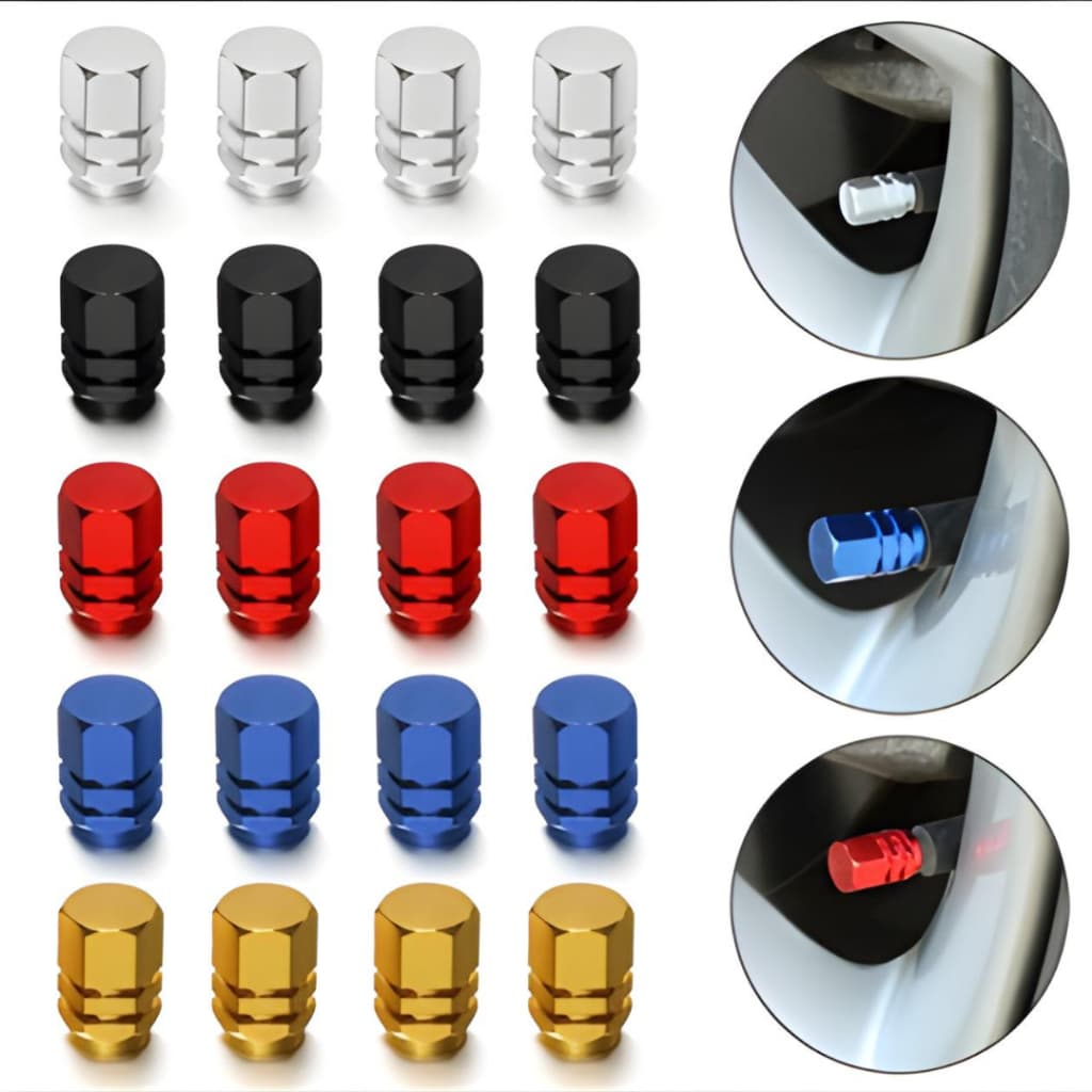 Kit 4 Tampinha Tampa Bico Válvula Pneu Carro Moto de Alumínio Várias Cores Bicicleta Bike Estilo Proteção Biquinho