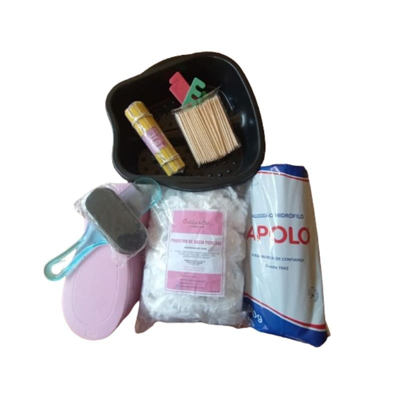 Kit lixa palito algodao refil Base chinelo Eva pedicure e manicure salão de beleza