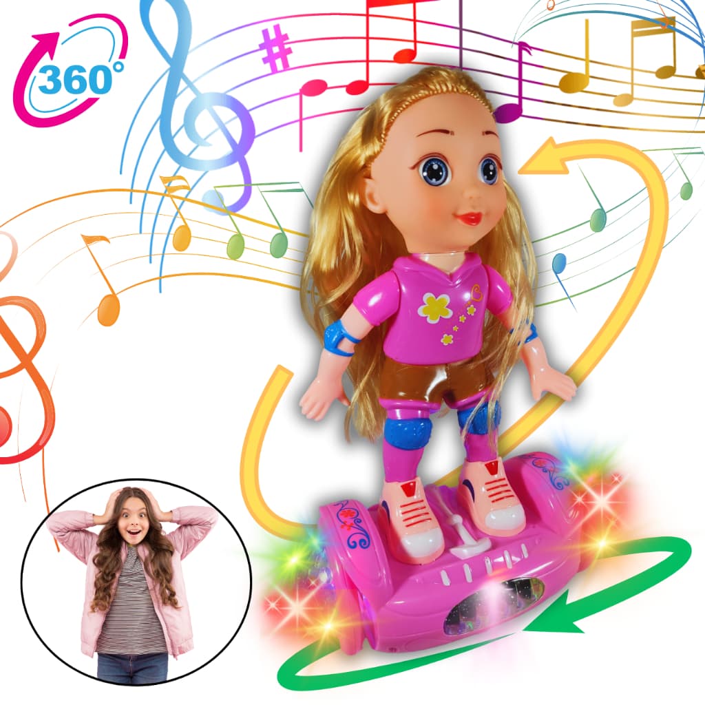 Hoverboad Boneca Giratótia 360 graus Dance Skate com Som e Led - Bate e Volta Lovely Doll