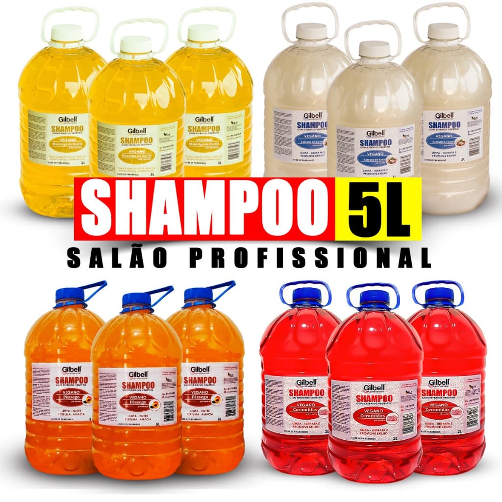 Shampoo 5 Litros Neutro Profissional Salão De Beleza Livre De Parabenos Extratos Naturais