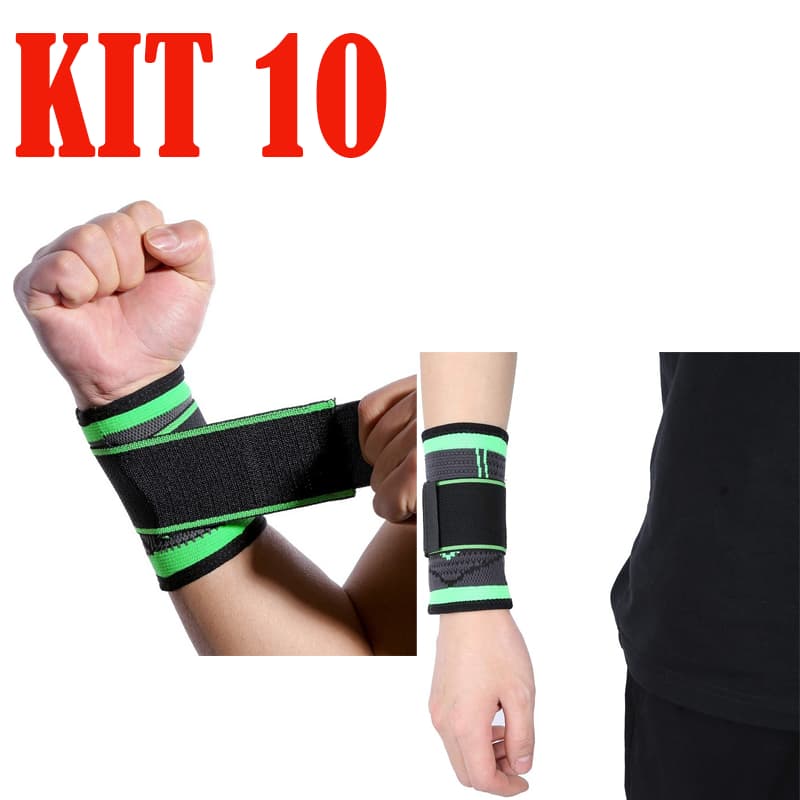 Kit 10 Munhequeira Ajustável De Pulso Para Musculação Academia Faixa Elástica De Compressão