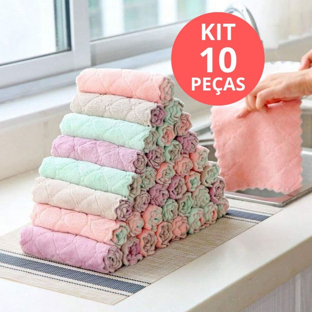 10 PÇS Pano Ultra Absorvente Para Cozinha / Toalha De Limpeza De Veludo Cozinha / Toalha De Mesa / Pano De Microfibra