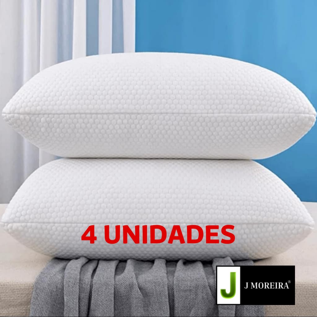 Kit 4 Travesseiro Alto Antialergico 50x70cm Bambu Confort Premium Fabricante
