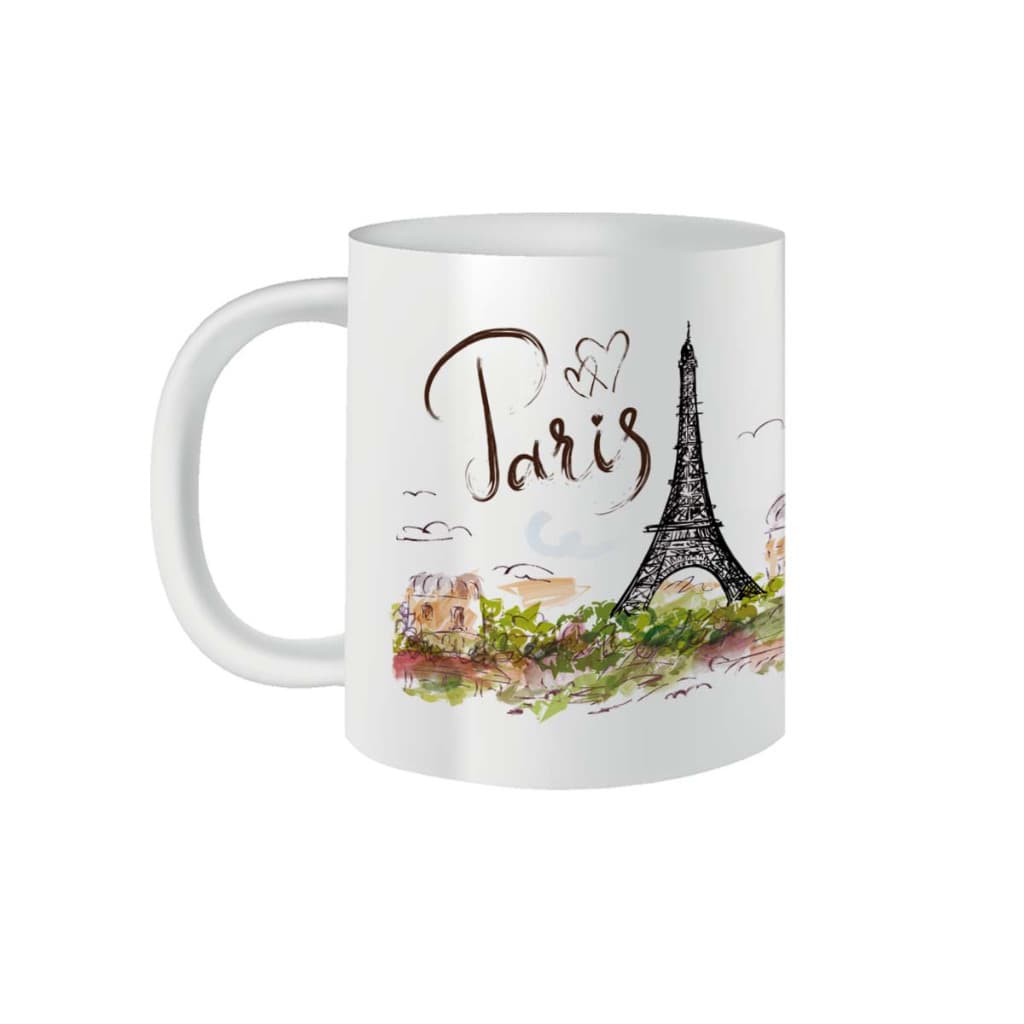 Caneca de Porcelana Café Paris Torre Eiffel 325ml