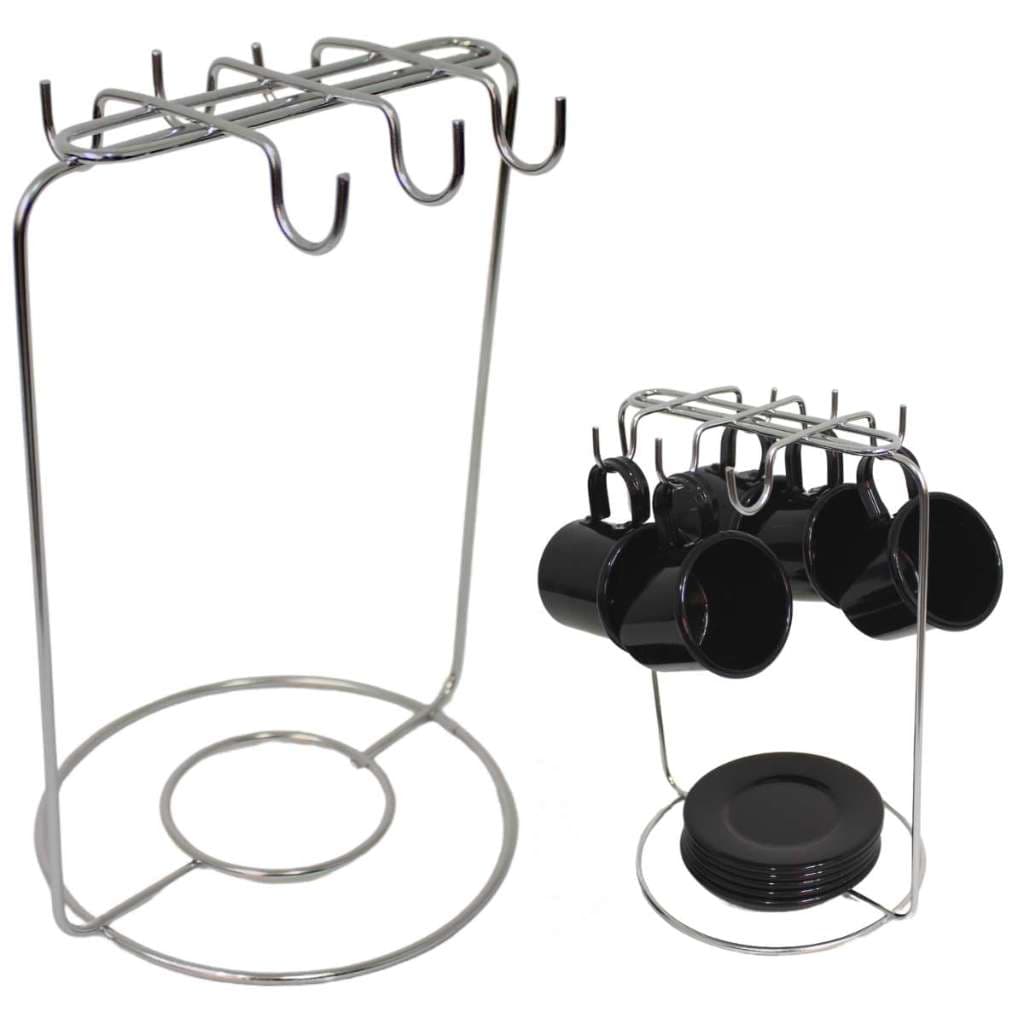 Porta Xícaras e Pires para 6 Xícaras – Elegância em Aço Cromado