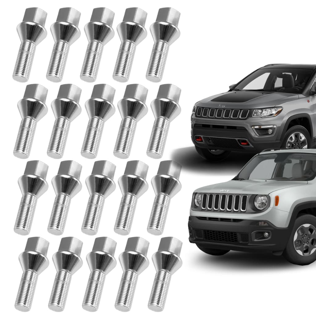 Jogo 20 Parafusos Cromados Roda Jeep Renegade Compass Fiat Toro