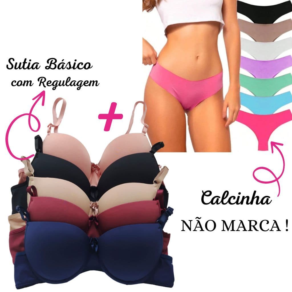 Kit 3 Sutiãs + 5 Calcinhas Corte Laser Qualidade Premium