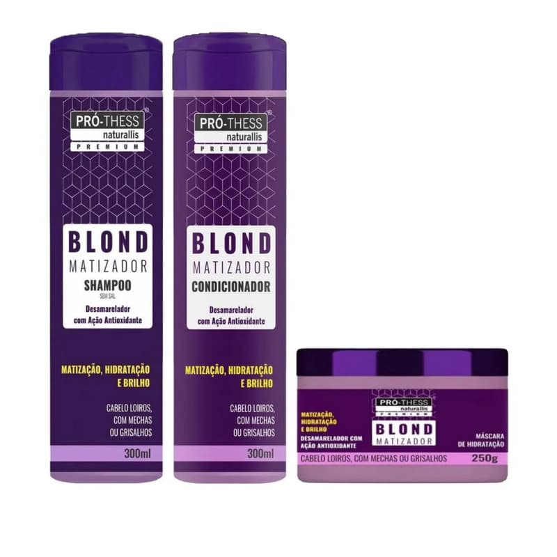 Kit matizador Blond 3 peças pró-thess cabelos com mechas ou grisalhos