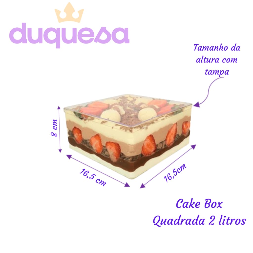 4 Caixas Acrilica 2 LITROS Cake Box Cristal Quadrada C/ Tampa Organizadora Doces- Lsc Toys