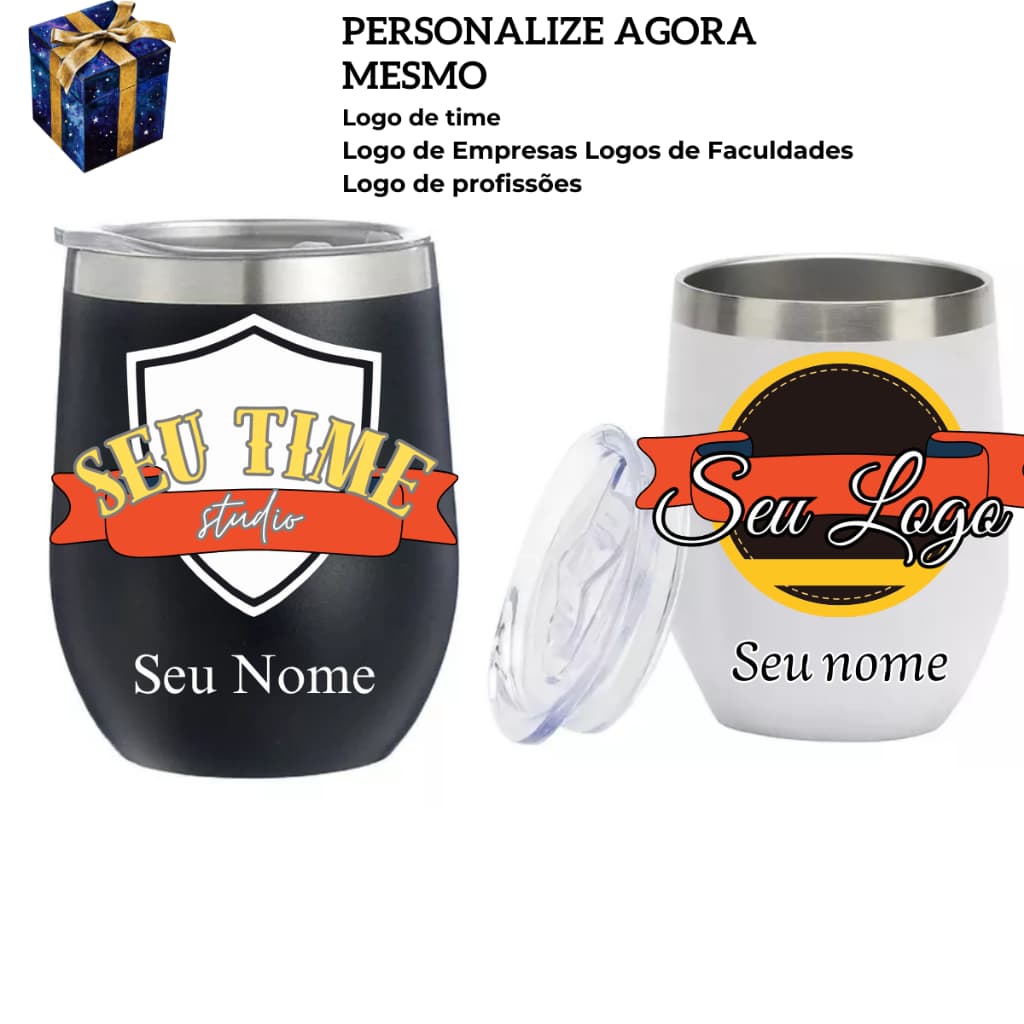 Copo Térmico 360ml Cuia Cores Personalizado Aço Inox