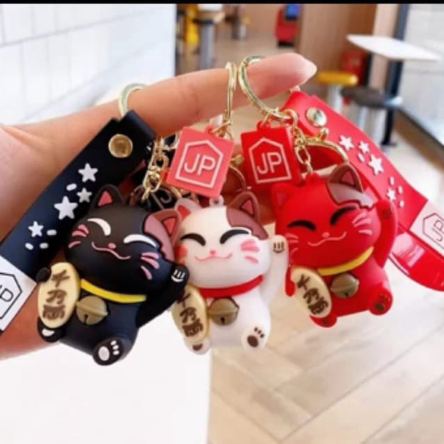 CHAVEIRO 3D GATINHO JAPONÊS CHINÊS DA SORTE E FORTUNA MANEKI NEKO