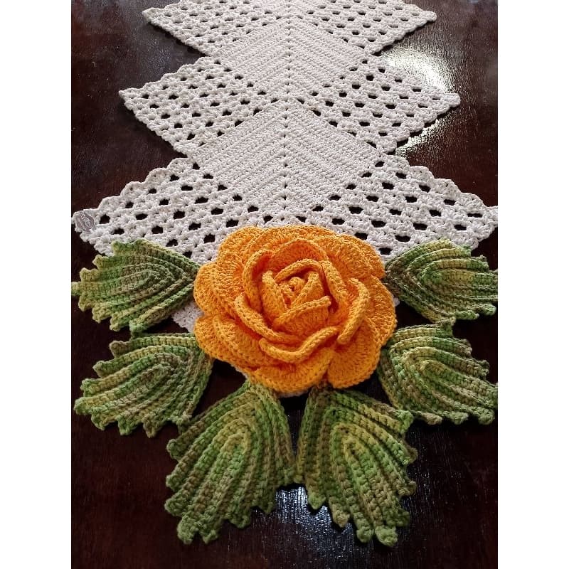 kit 4 pares de mega rosa de crochê com folhas para aplicação