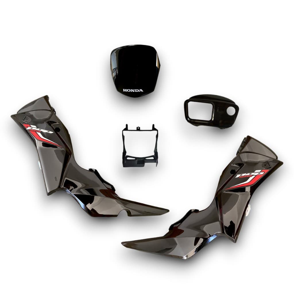 Kit Carenagem Lateral Pop 100 2013 A 2015 Preto Adesivado Original Paramotos