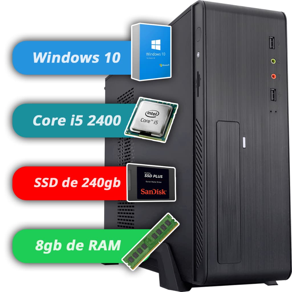 Computador Completo Montado para Escritório Intel Core i5 2400 8gb Ram SSD e Fonte