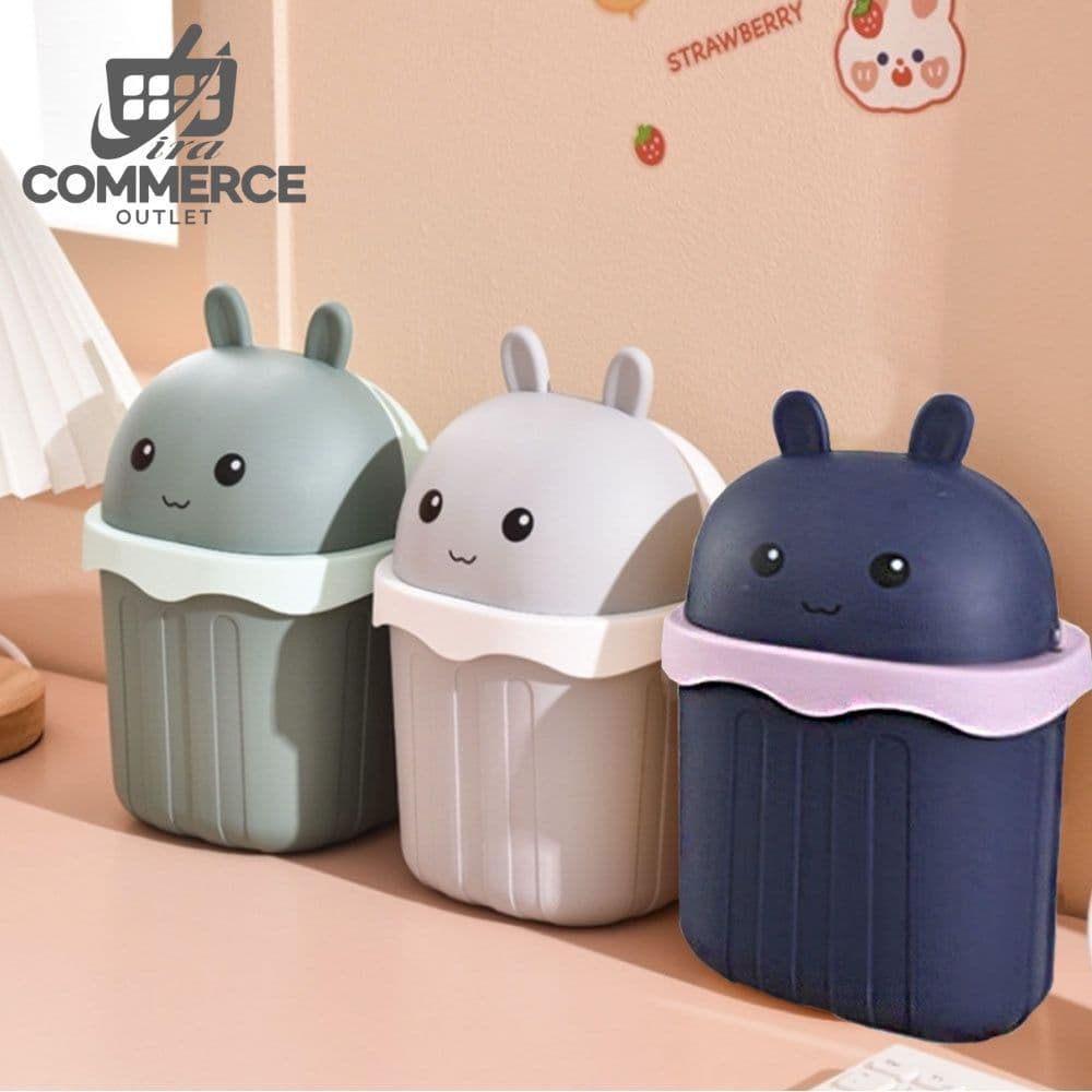 Mini Lixeira Urso com Tampa Multiuso Cozinha Quarto Banheiro Compacta