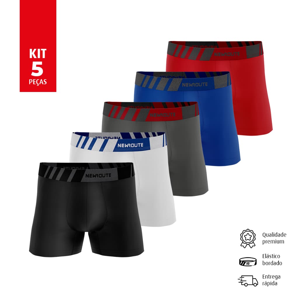 kit 5 cuecas boxer box  Microfibra lisa Envio Imediato New Houte