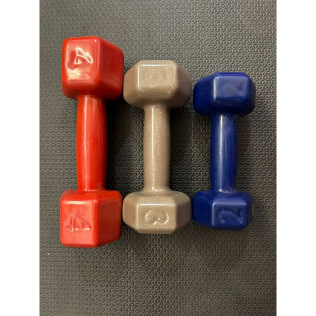kit halter sextavado emborrachado 2kg + 3kg + 4kg (9 kg total)
