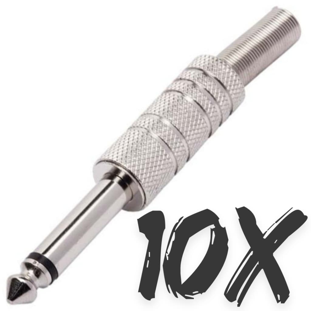 10X Plug P10 Mono Metal Guitarra Violão Baixo Mesa de Som