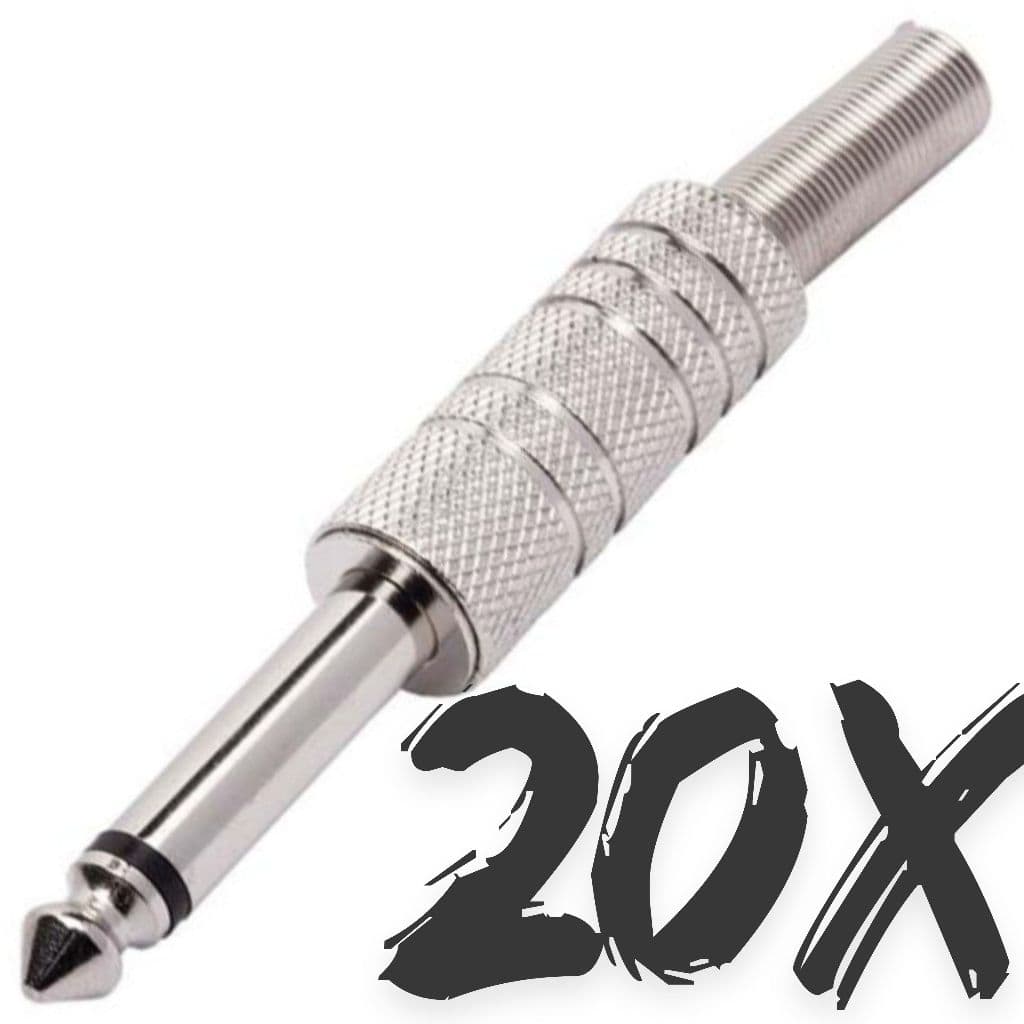 Kit 20 Plug P10 Conector Mono Metálico Guitarra Violão Baixo