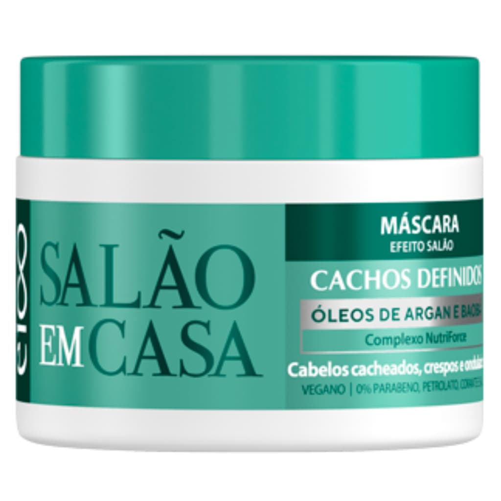 Eico Máscara Tratamento Creme Hidra Nutre Salão Em Casa Cachos Definidos 270g Óleo Argan Cacheados Crespos e Ondulados