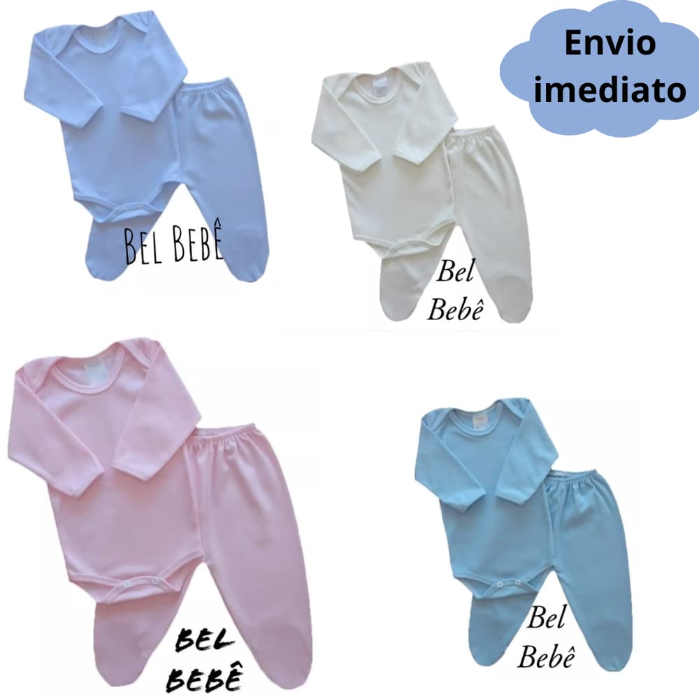 Conjunto Body Suedine e Calça Mijão Com Pé fechado  Bebê 100% Algodão