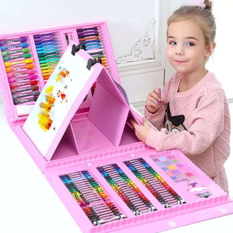 Maleta De Pintura Material Escolar Estojo Infantil 208 150 48 Peças Para Desenhar E Colorir Menina E Menino