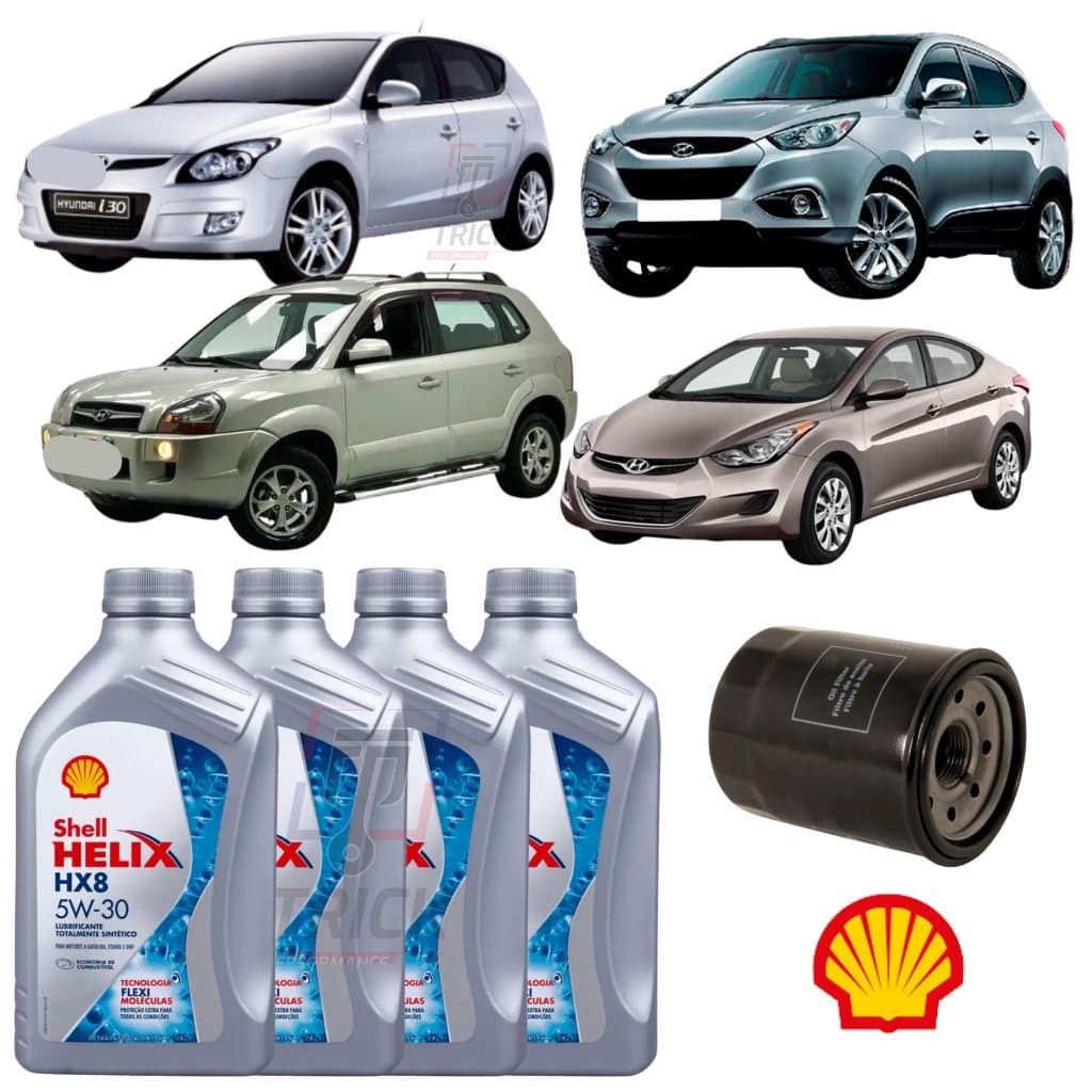 Kit troca óleo Shell 5w30 Tucson Ix35 Creta i30 Elantra Óleo Original + Filtro de Óleo