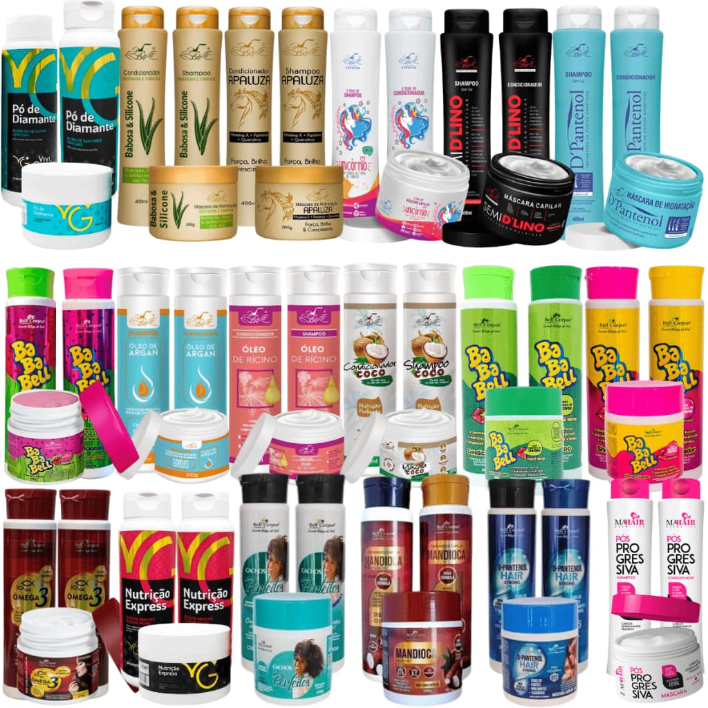 Kit capilar 30 produtos - Shampoo | Condicionador | Mascara
