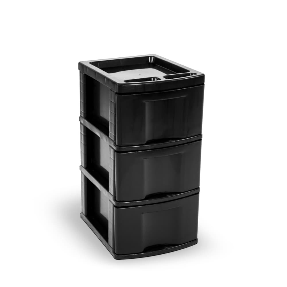 Gaveteiro Plástico Preto 3 Gavetas Agraplast Cod. 743